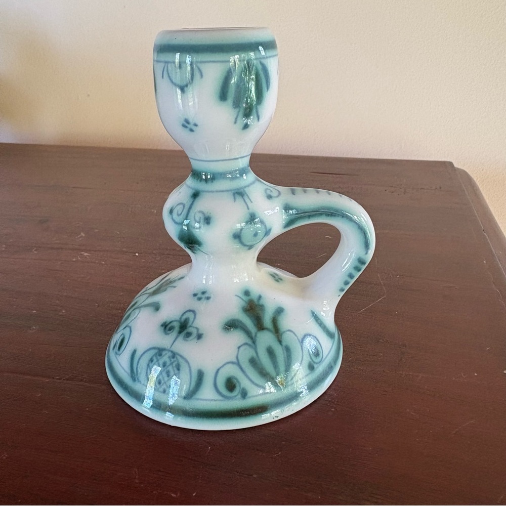 Delft Vintage De Porceleyne Fles Royal Delft Delfvert Candleholder Green